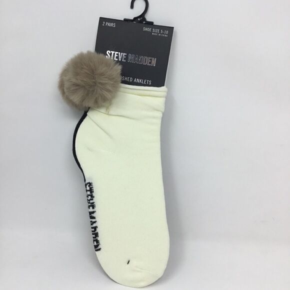 Steve Madden Roll Top Anklet Removable Pompom D12 - Picture 1 of 3